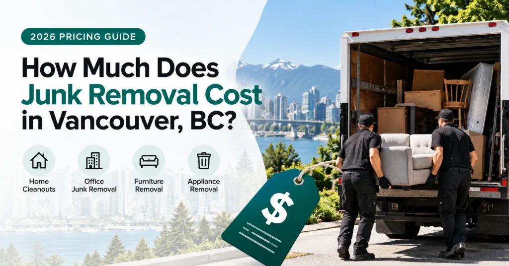Junk removal cost in Vancouver BC with movers loading furniture into a truck – 2026 pricing guide