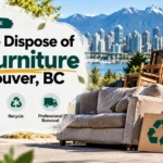 Old furniture disposal in Vancouver, BC showing sofas, chairs and mattresses with donation, recycling and removal options.